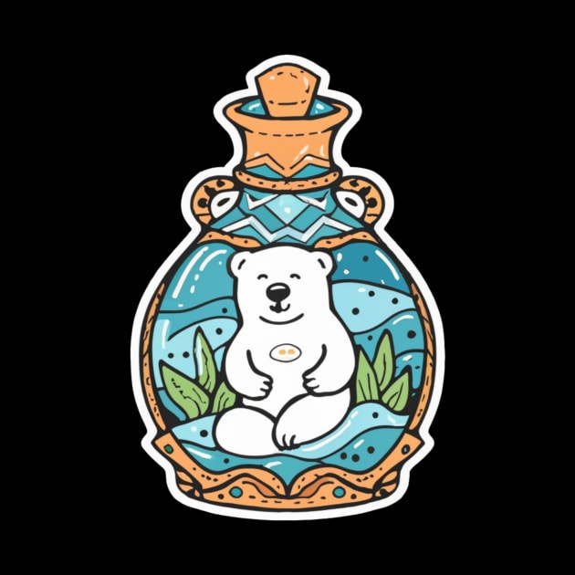 Cute Polar Bear in a Genie Bottle by joolsd1@gmail.com