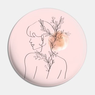 Minimalist girl illustration with plants Pin