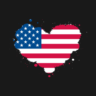 Heart Shape USA American Flag Patriot T-Shirt