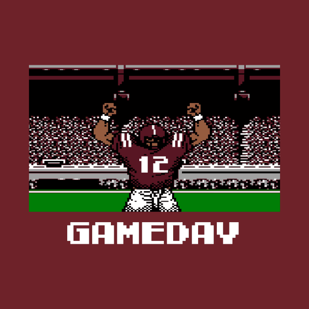 Maroon and White Gameday Retro 8 Bit Linebacker by SLAG_Creative