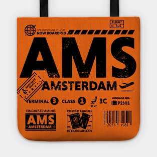 Vintage Amsterdam AMS Airport Code Travel Day Retro Travel Tag Oranje Tote