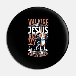 Jesus and dog - American English Coonhound Pin