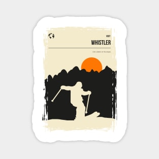 Whistler skiing vancouver travel poster in minimal retro book cover style Magnet