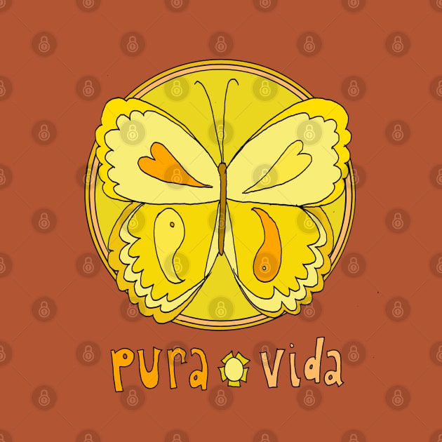 pura vida peaceful butterfly // retro surf art by surfy birdy by surfybirdy