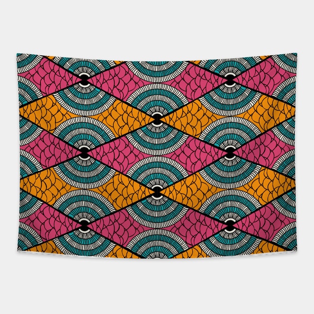 Colorful African Pattern Tapestry by Kenzellshop