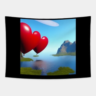 Valentine Wall Art - If our hearts were balloons - Unique Valentine Fantasy Planet Landsape - Photo print, canvas, artboard print, Canvas Print and T shirt Tapestry