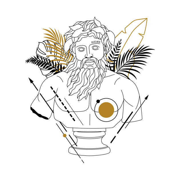 Poseidon (Neptune). Creative Illustration In Geometric And Line Art Style by SlothAstronaut