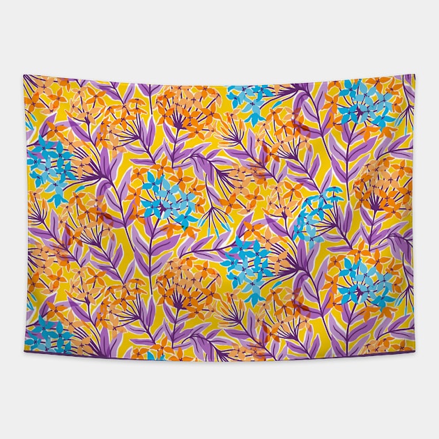 Colorful Yellow Hydrangea Tapestry by Carolina Díaz