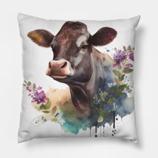 Cow Floral Pillow