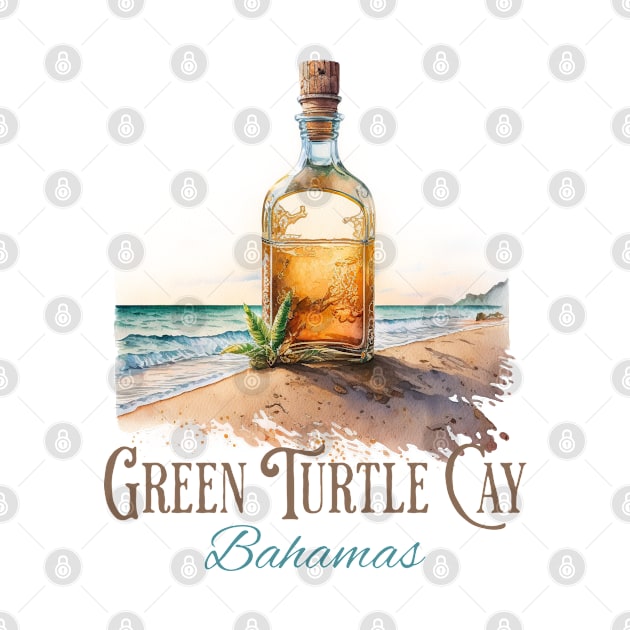 Green Turtle Cay Bahamas Rum Bottle Beach Art - Green Turtle Cay - Mug ...