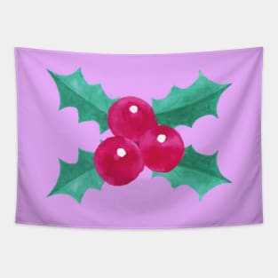 Purple Festive Holly Berries Tapestry