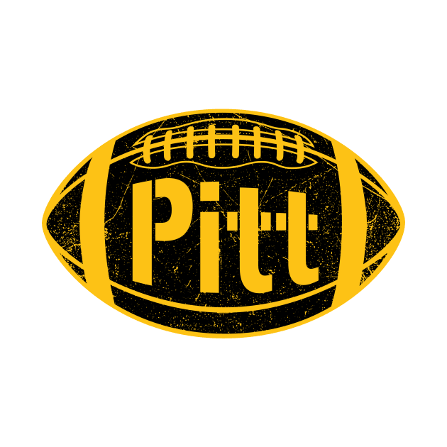 Pitt Retro Football - White by KFig21