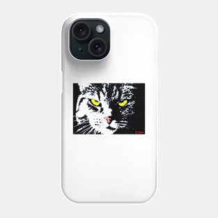 ANGRY CAT POP ART - BLACK YELLOW TRASPARENT Phone Case