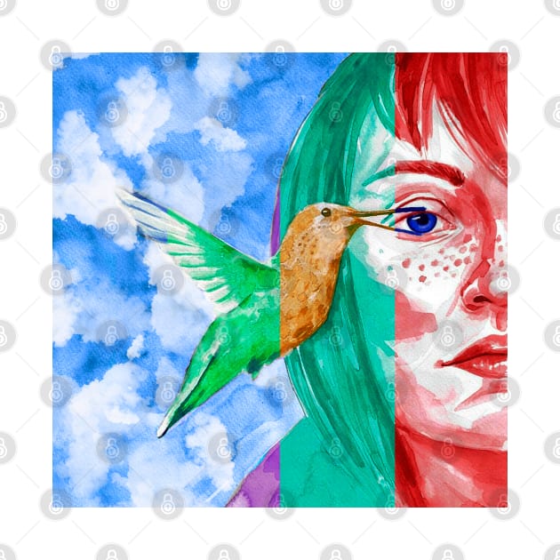 Woman with a bird by Dashika