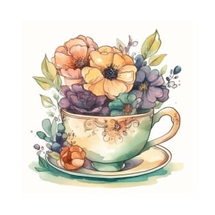 Whimsical Teacup With Flowers T-Shirt