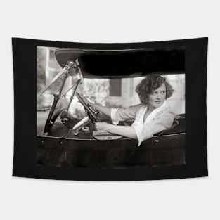 Actress Behind the Wheel, 1921. Vintage Photo Tapestry