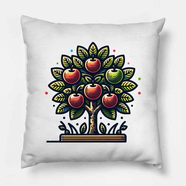 Apples Fruit Leaf Since Vintage Pillow by Flowering Away