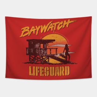 Vintage Baywatch Lifeguard Sunset 1989 Tapestry