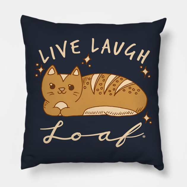 Live Laugh Loaf - Kawaii Doodle Cat Bread Pillow by FatCatSwagger