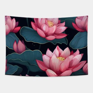 Serenity Blooms: Timeless Lotus Flower Pattern Tapestry