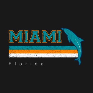 Vintage Miami Sports Football Athletic Novelty Dolphin Retro T-Shirt