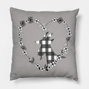 LIspe Gingham Goat in Wildflower Heart Pillow