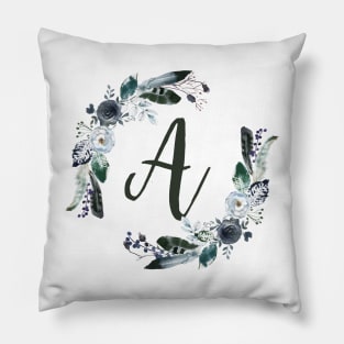 Floral Monogram A Dark Bohemian Flora Pillow