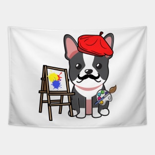 Funny french bulldog is a painter Tapestry