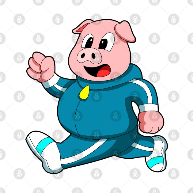 Pig at Fitness - Jogging with Jogging suit by Markus Schnabel