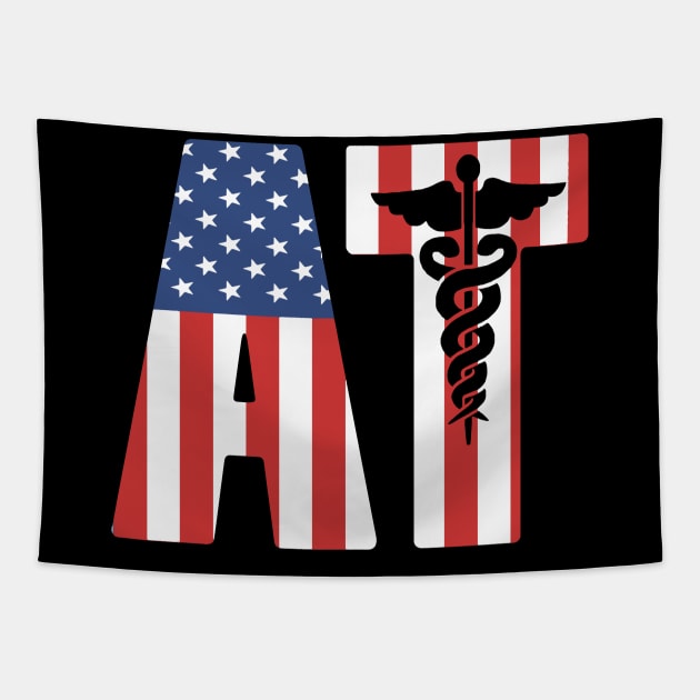 Athletic Trainer - Proud USA Flag American AT Tapestry by Shirtbubble