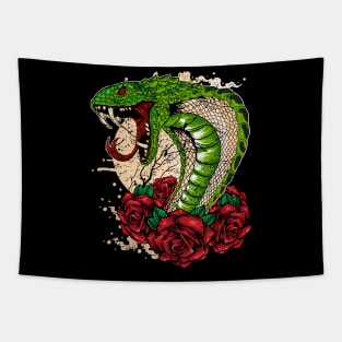 Cobra snake with roses Tapestry