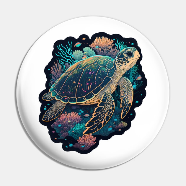 Turtle Coral Surfin' Pin by newdreamsss