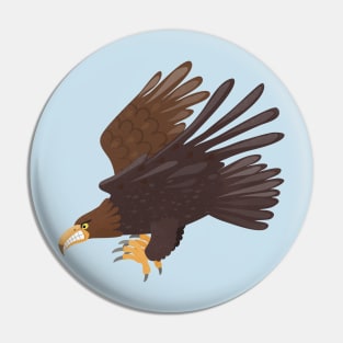 Golden eagle funny cartoon illustration Pin