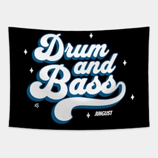 DRUM AND BASS  - Junglist Retro Font (White/Blue) Tapestry