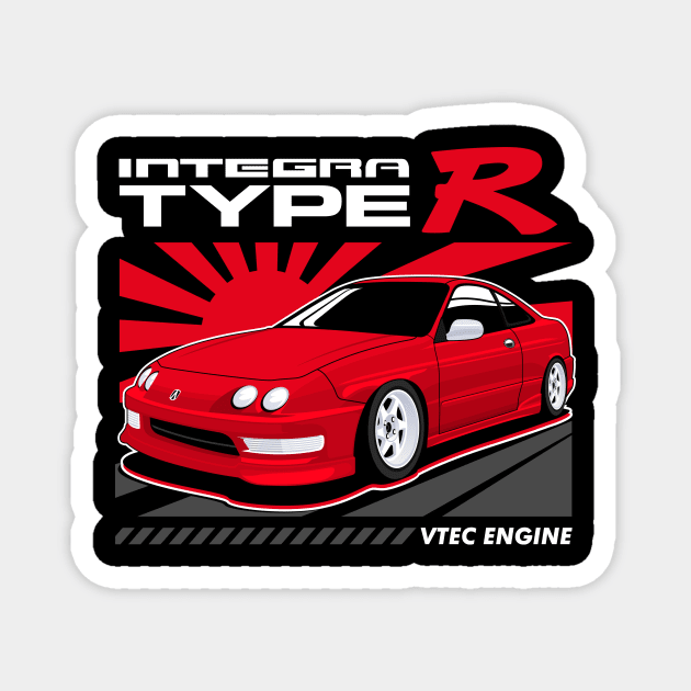 Acura Integra JDM Cars Red Candy Magnet by masjestudio