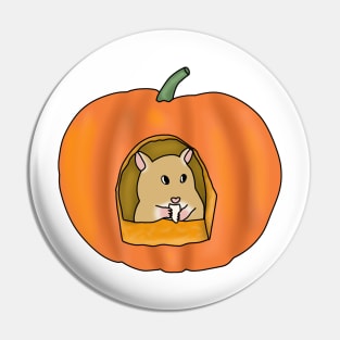 Cute goldren gerbil in a pumpkin Pin