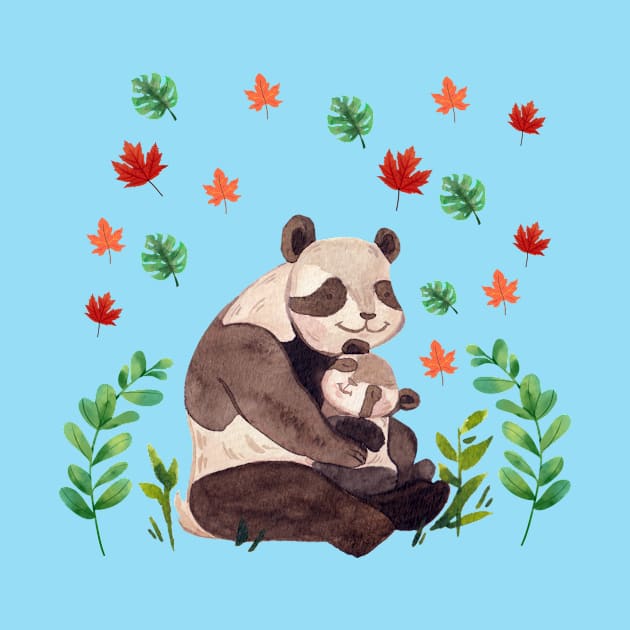 cute panda family by BZART