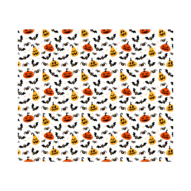 Bats Jack O Lanterns Spiders Halloween Cute Spooky Creepy Scary Pattern Design by OfficialTeeDreams