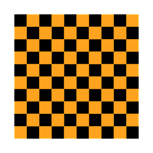 Checkered Square Seamless Pattern - Black & Orange T-Shirt