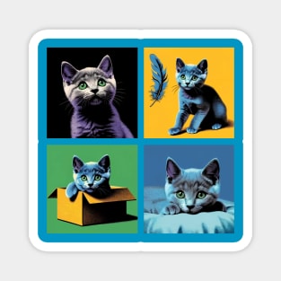 Russian Blue Pop Art - Cute Kitties Magnet