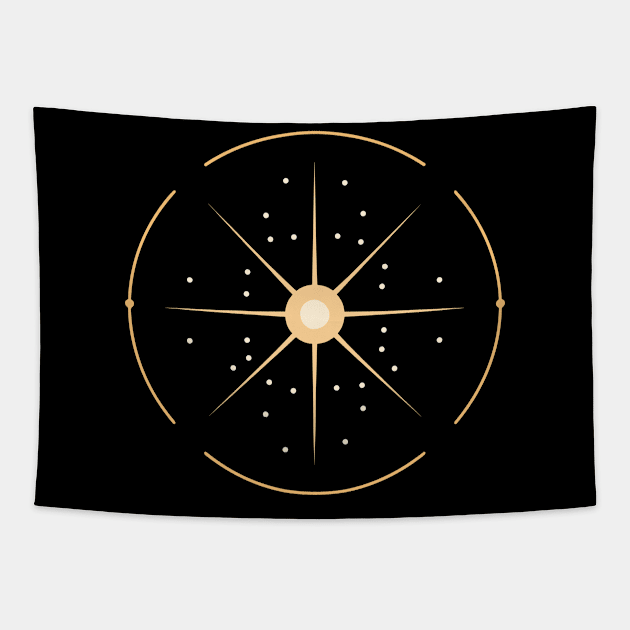 Minimal Sun Logo, Celistial Astronomy Space Art Tapestry by Moonfarer