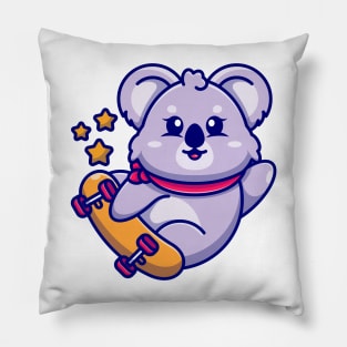 Cute koala play skateboard cartoon Pillow