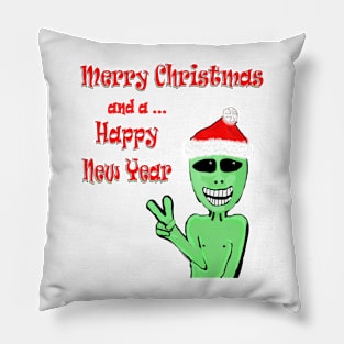 Funny Christmas Happy New Year Alien meme Pillow