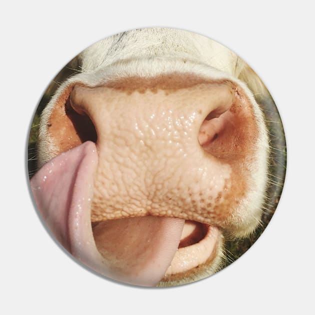 Portrait Of Cow Cute Funny Cow Gift Pin by Karin Wright