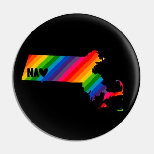 USA States: Massachusetts (rainbow) Pin