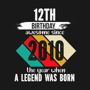 12th Birthday Retro Awesome Since 2010 T-Shirt