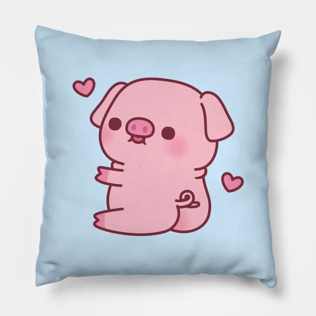 Cute Chubby Pig With Big Butts Pillow by rustydoodle