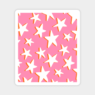 Pink and Orange Star Celestial Pattern Magnet