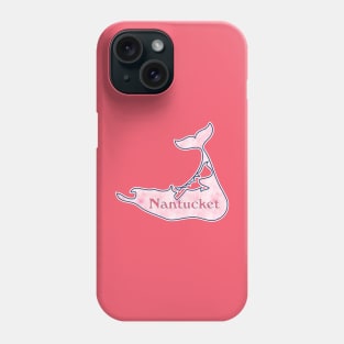 Preppy Pink Stripe Nantucket Island Whale Silhouette Phone Case