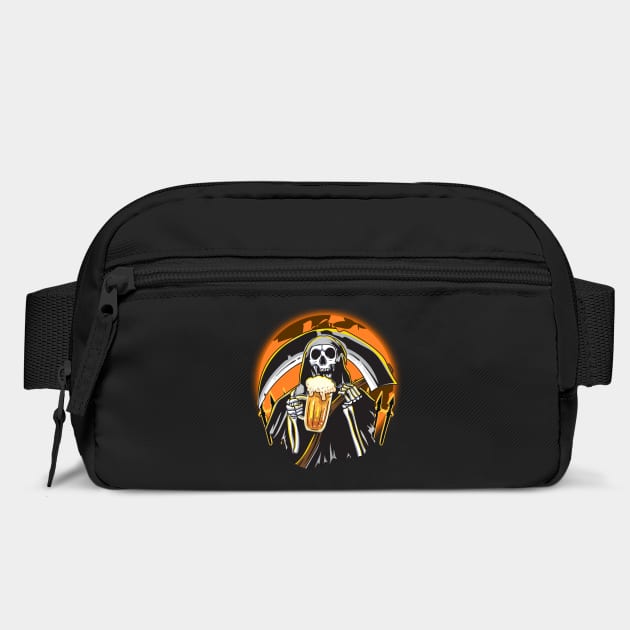 Death Riper holding a Beer Mug & Scythe Funny Halloween by creative